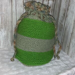 Handmade‎ Crochet Knit Cinch Bag Striped